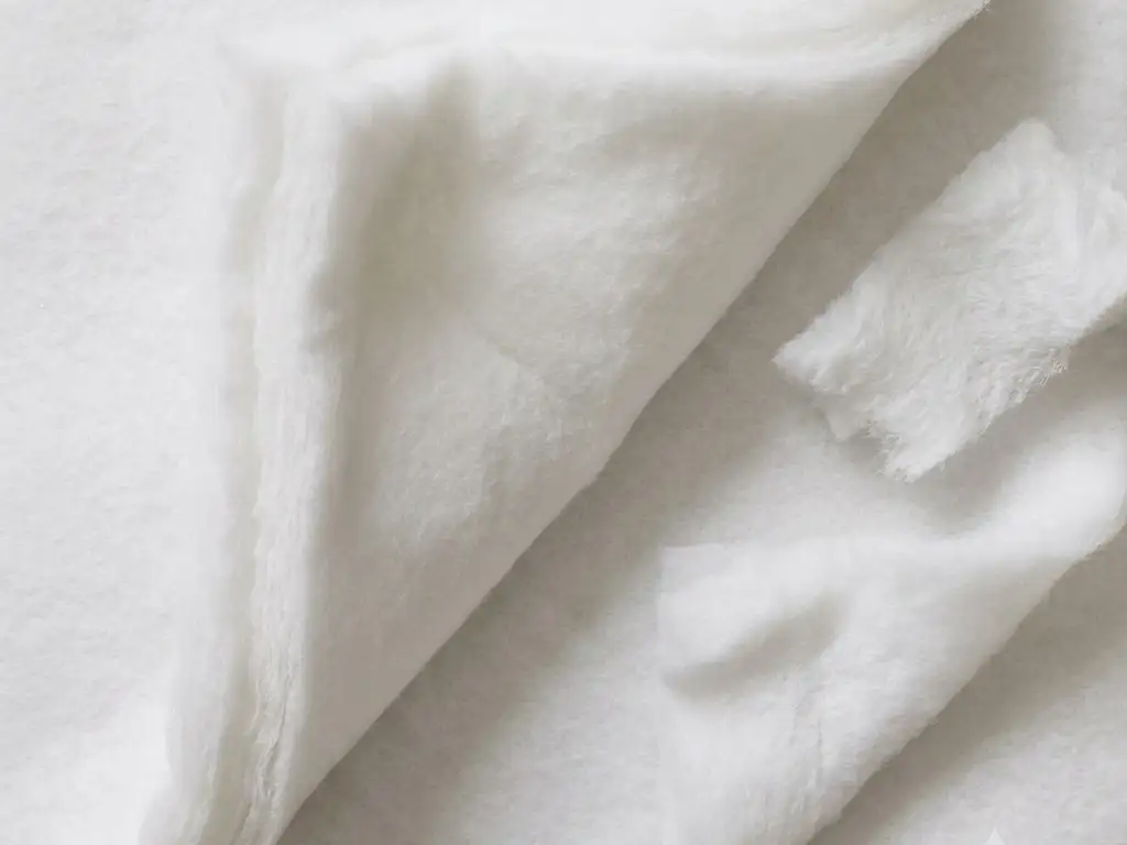 A soft sheet of white polyester wadding with a corner folded back to show its loft.